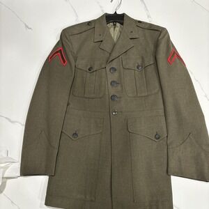 Vintage USMC US Marine Corps Dress Alpha Military Coat 36S Jacket Uniform